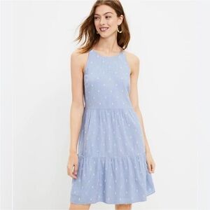 Chambray Tiered Swing Dress